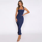 Women's Hip Skirt Split Solid Color Slim Dress Beautilu