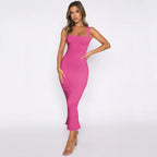 Women's Hip Skirt Split Solid Color Slim Dress Beautilu