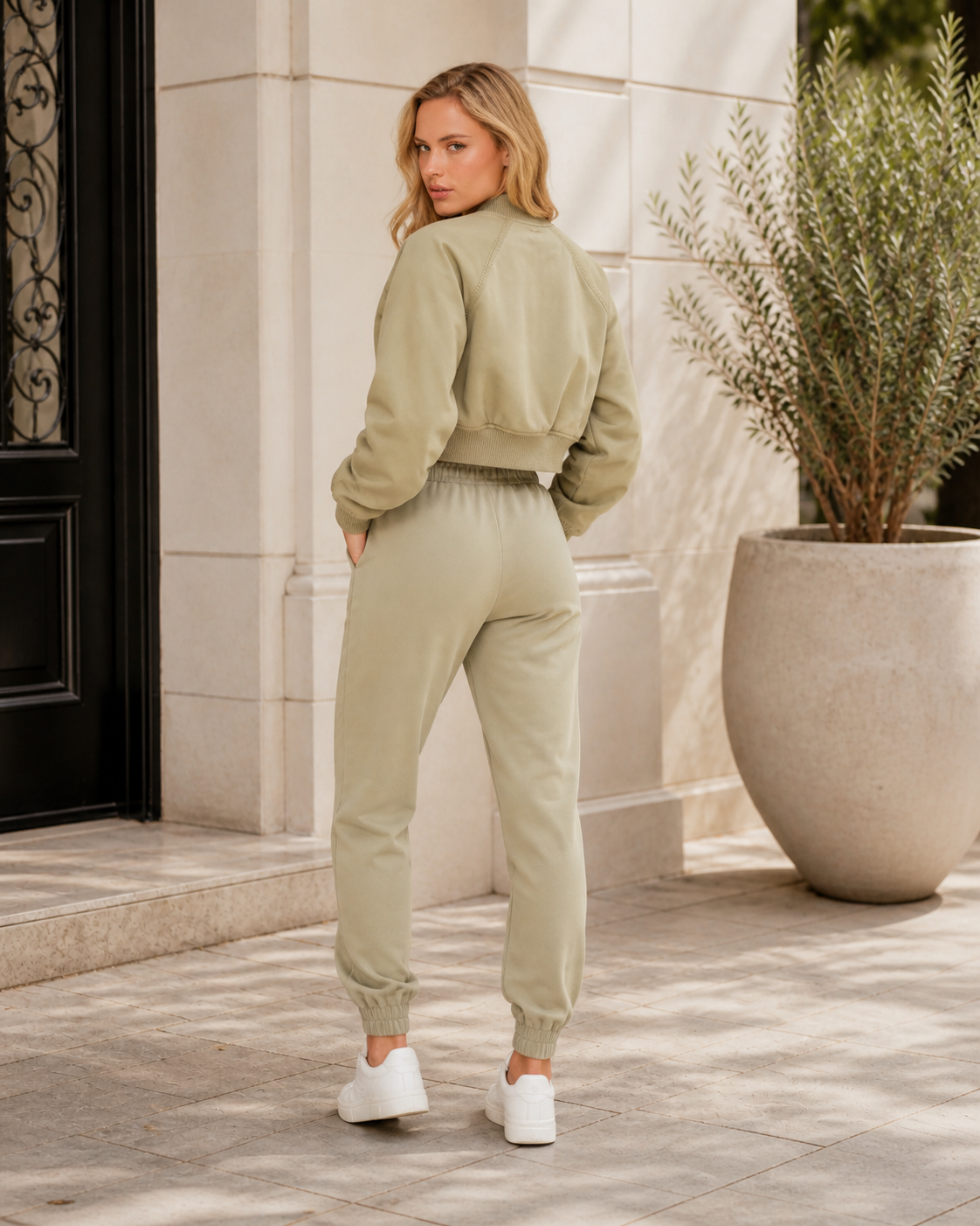Women's Cropped Bomber Jacket Coat Oversized Long Sleeve Top Casual Vintage Streetwear Outerwear Casual Daily Wear Lady Outfit Landveld Originals