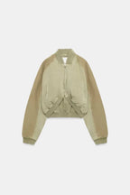 Women's Cropped Bomber Jacket Coat Oversized Long Sleeve Top Casual Vintage Streetwear Outerwear Casual Daily Wear Lady Outfit Landveld Originals
