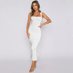 Women's Hip Skirt Split Solid Color Slim Dress Beautilu