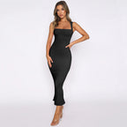 Women's Hip Skirt Split Solid Color Slim Dress Beautilu